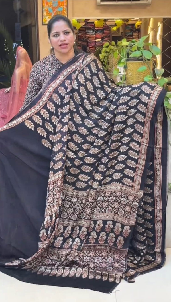 AJRAKH MODAL SILK SAREE KERALA ZA7788