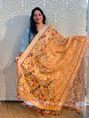 Linen cotton floral design dupatta - PAR555