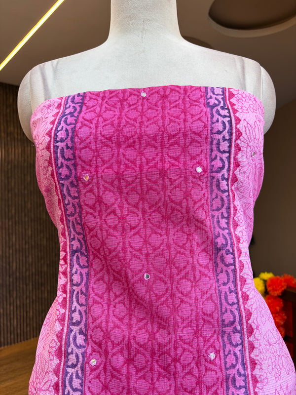 Super Net Kotta Badla Mirror Block Print Material✨