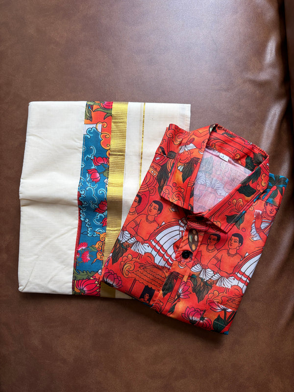 Ajarak cotton shirt and Dhothi collections