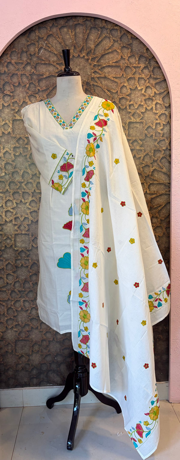 Ready to wear Cotton Top Bottom&Dupatta set