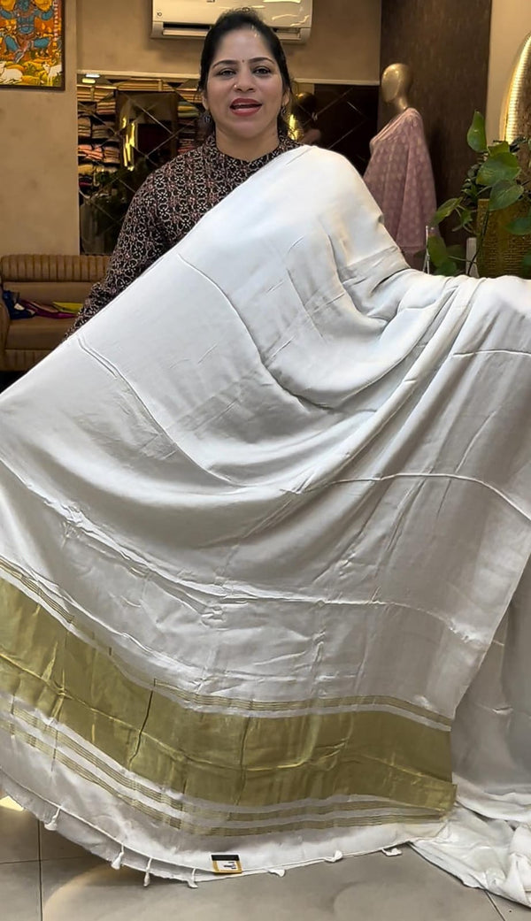 Modal silk sarees with Tissue Pallu - ZA888