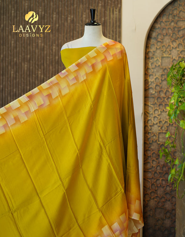 🌼 Unstitched Silk Salwar Set – Butterscotch Yellow Elegance ✨