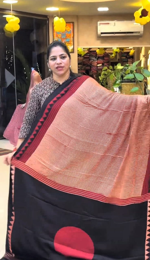 Ajrakh modal silk saree ZA7788