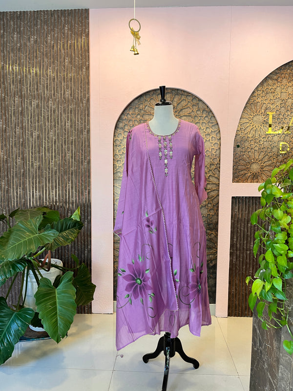 ✨Ready to wear Mul Chandery silk Top,Bottom&Dupatta set✨
