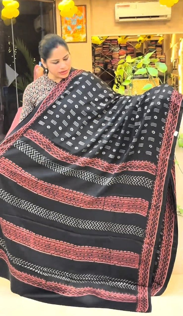 Ajrakh modal silk saree ZA7788