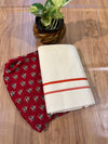 🌿 Puliyilakkara Handloom Set Mundu With Blouse – Timeless Kerala Tradition ✨