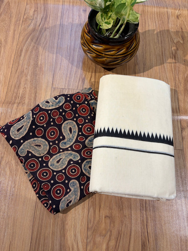 🌿 Puliyilakkara Handloom Set Mundu – Timeless Kerala Tradition ✨ (Copy)