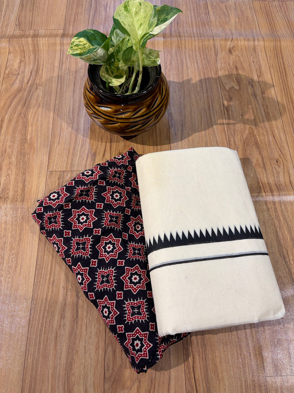 🌿 Puliyilakkara Handloom Set Mundu – Timeless Kerala Tradition ✨ (Copy)