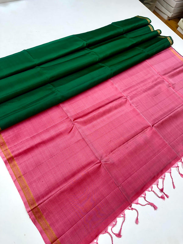 🧚‍♀️Handloom Made Double Warp *DOUBLE MUNDHI PLAIN* Soft Silk Sarees