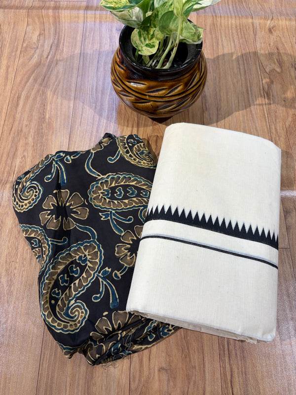 🌿 Puliyilakkara Handloom Set Mundu – Timeless Kerala Tradition ✨ (Copy)