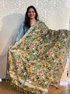 Linen cotton floral design dupatta - PAR555