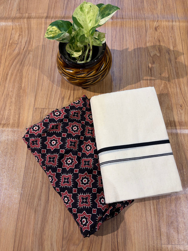 🌿 Puliyilakkara Handloom Set Mundu – Timeless Kerala Tradition ✨ (Copy)