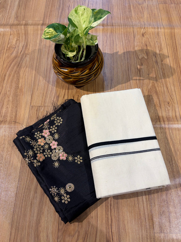 🌿 Puliyilakkara Handloom Set Mundu – Timeless Kerala Tradition ✨ (Copy)