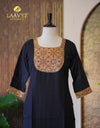 ✨ Slub Silk Kurti with Hand Work & Mirror Detailing – Shine in Subtle Elegance 🌟