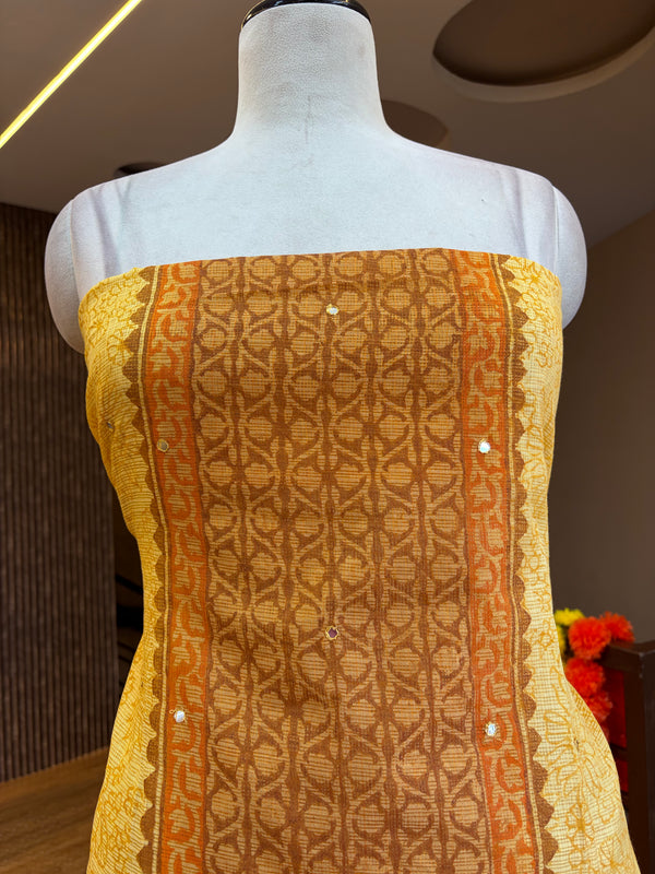 Super Net Kotta Badla Mirror Block Print Material✨