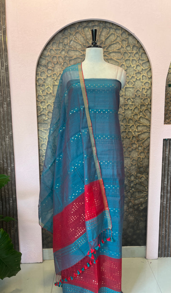 Pure Handloom Linen Unstitched Salwar Materials ✨