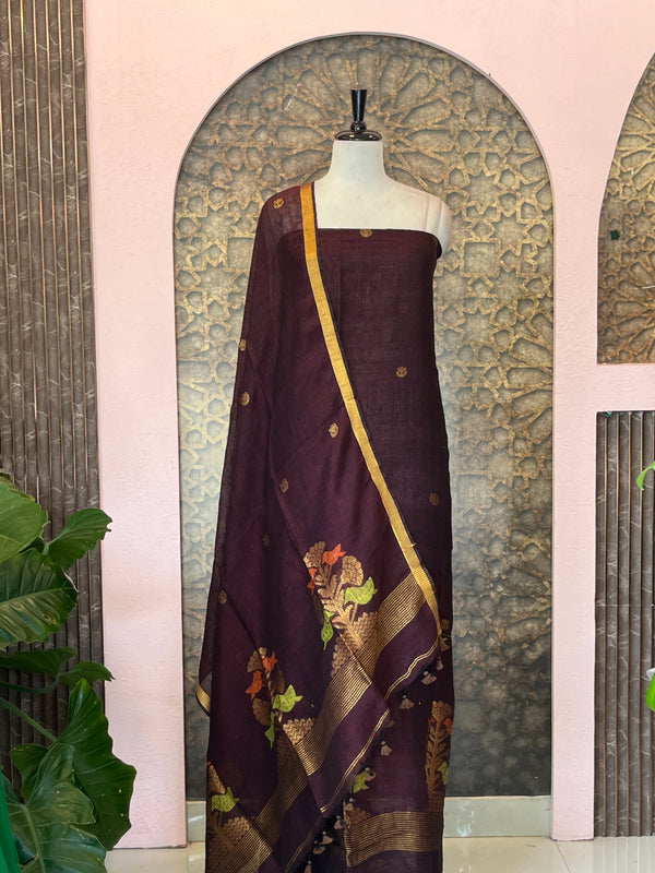 Pure Handloom Linen Unstitched Salwar Materials ✨