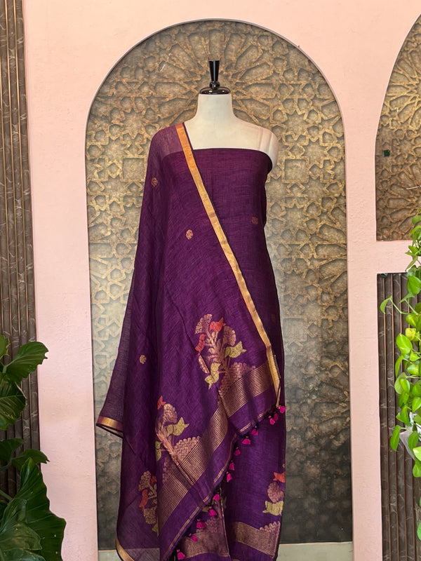 Pure Handloom Linen Unstitched Salwar Materials ✨