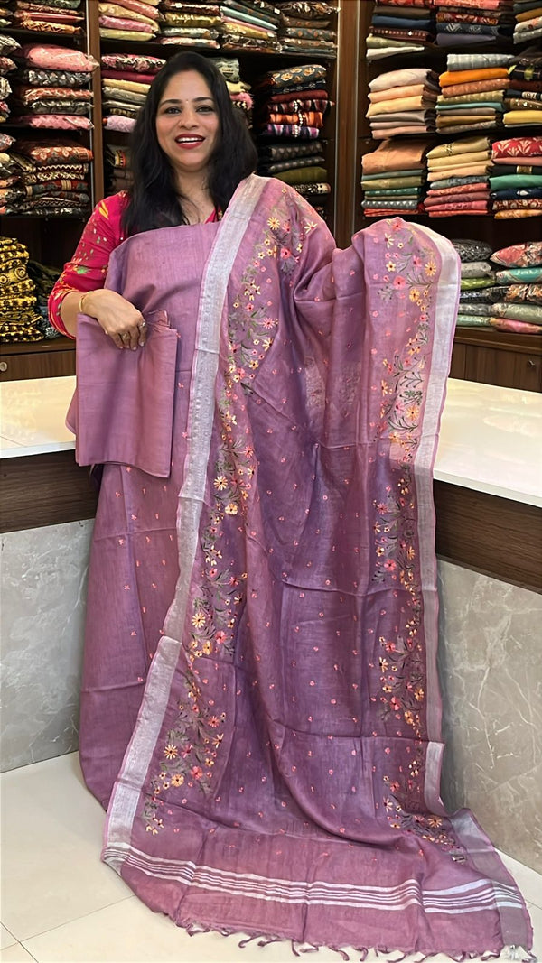 Pure Handloom Linen Unstitched Salwar Materials ✨
