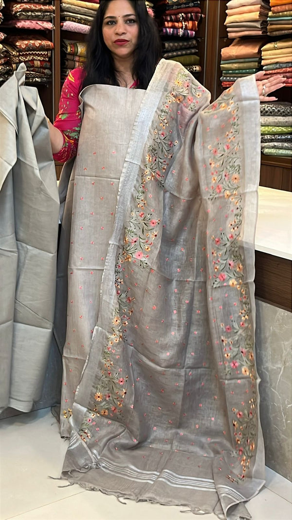 Pure Handloom Linen Unstitched Salwar Materials ✨