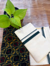 🌿 Puliyilakkara Handloom Set Mundu with Ajrakh Blouse – Dark Bottle Green Elegance ✨