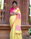 Linen Saree with Modal Handworked Readymade Blouse – A Fusion of Elegance & Comfort ✨