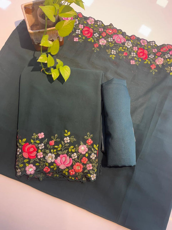 Pure georgette with machine embroidery - NA101